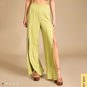 Knockout Lime Green Wide Leg Pants